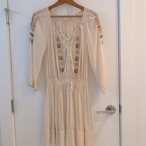 Club Monaco embroidered silk boho mini dress